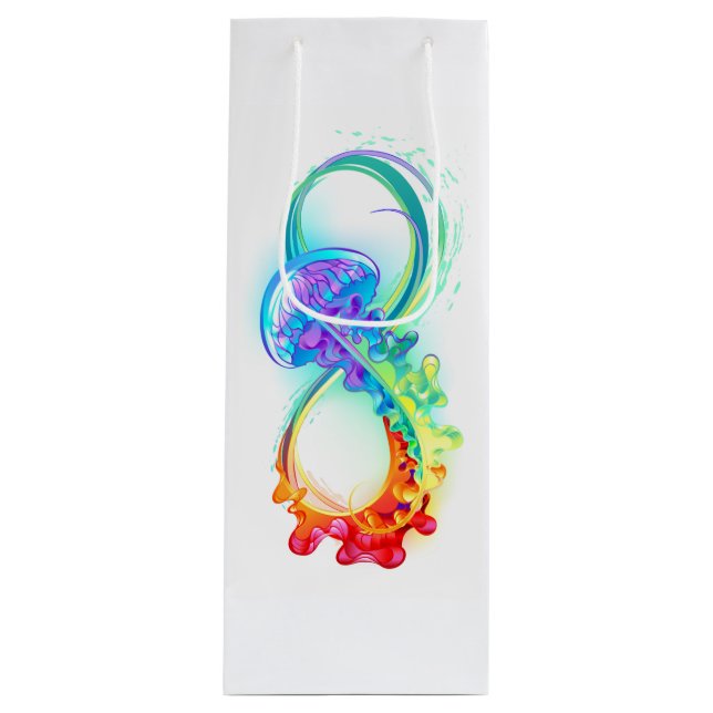 Sac Cadeau Pour Bouteille Infinity avec Rainbow Jellyfish (Devant)