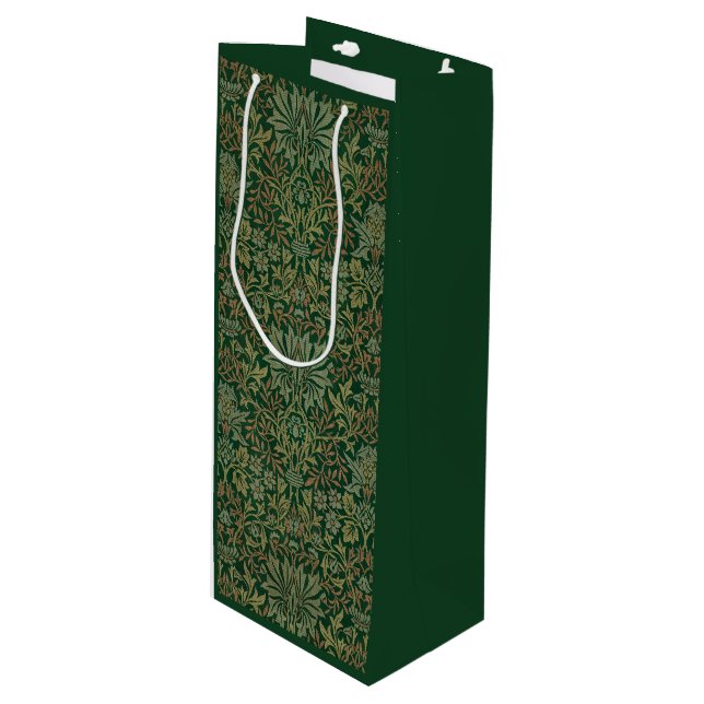Sac Cadeau Pour Bouteille Jardin de fleurs de William Morris - Verts (Devant Angle)