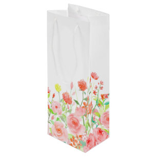Sac Cadeau Pour Bouteille Jardin rose