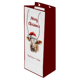 Sac Cadeau Pour Bouteille Jersey Cow "Moory Christmas"