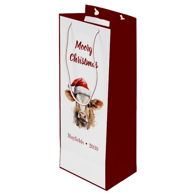 Sac Cadeau Pour Bouteille Jersey Cow "Moory Christmas" (Dos Angle)