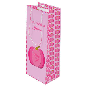 Sac Cadeau Pour Bouteille Joli bébé rose fille Citrouille Personnalisé Nouve