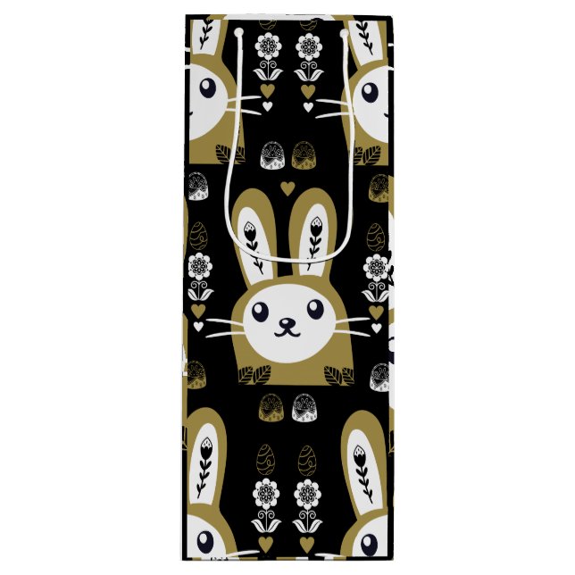 Sac Cadeau Pour Bouteille Joli lapin de vacances de Pâques (Devant)