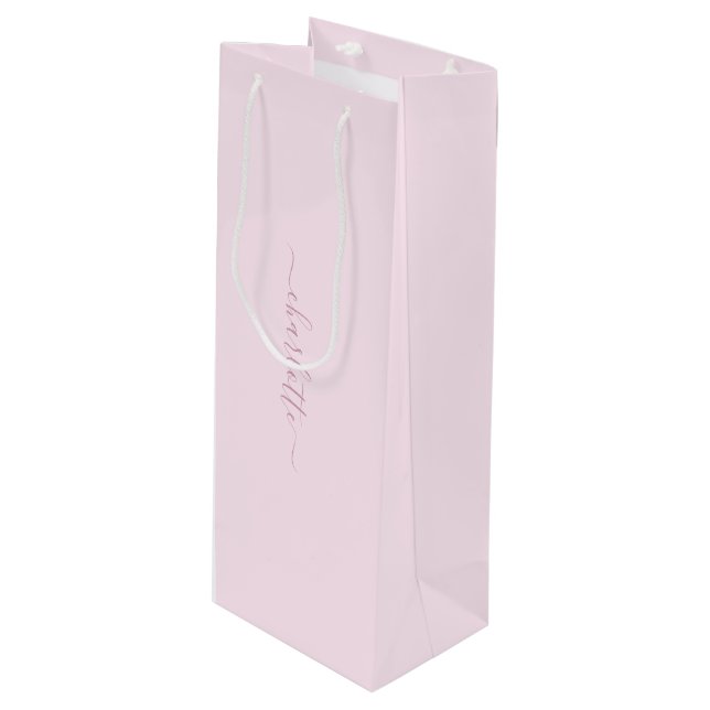 Sac Cadeau Pour Bouteille Joli rose et blanc doux (Devant Angle)