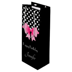 Sac Cadeau Pour Bouteille Joli Ruban Rose Script Joyeux Anniversaire