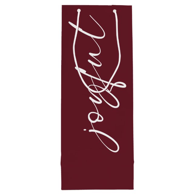 Sac Cadeau Pour Bouteille Joyeuse calligraphie Joyeux Noël Nom Bourgogne (Dos)