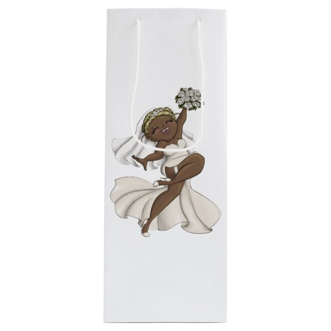 Sac Cadeau Pour Bouteille Joyeuse mariée 02 (Devant)
