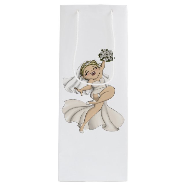Sac Cadeau Pour Bouteille Joyeuse mariée 02 (Devant)