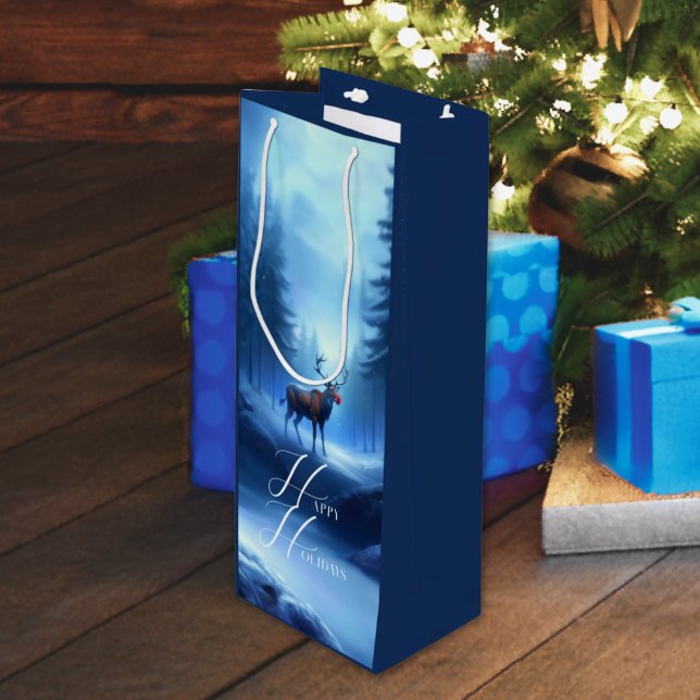 Sac Cadeau Pour Bouteille Joyeuses Fêtes Adorables et Modifiables de Merveil (Créateur téléchargé)