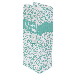 Sac Cadeau Pour Bouteille Joyeux 35e anniversaire Numéro Motif Turquoise/bla