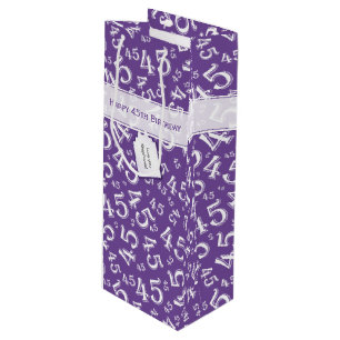 Sac Cadeau Pour Bouteille Joyeux 45e anniversaire Numéro Motif violet/blanc