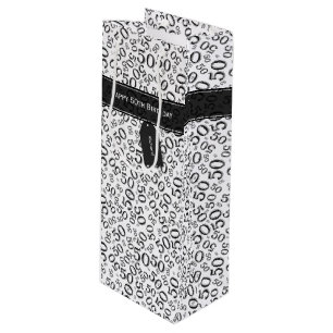 Sac Cadeau Pour Bouteille Joyeux 50e anniversaire Numéro Motif noir/blanc
