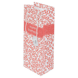 Sac Cadeau Pour Bouteille Joyeux 50e anniversaire Random Number Motif Coral
