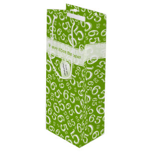 Sac Cadeau Pour Bouteille Joyeux 65e anniversaire Numéro Motif Vert et blanc