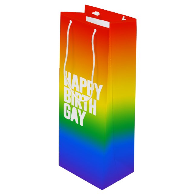 Sac Cadeau Pour Bouteille Joyeux Birthgay (Devant Angle)