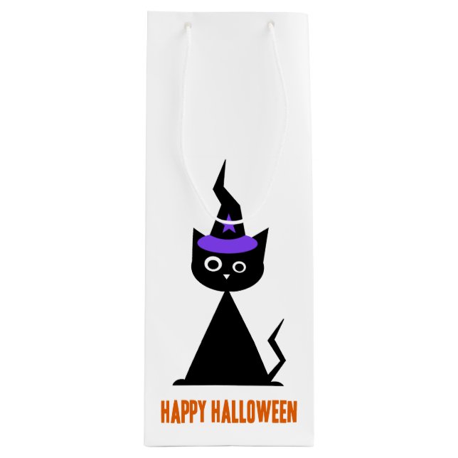 Sac Cadeau Pour Bouteille Joyeux {halloween} chat (Devant)