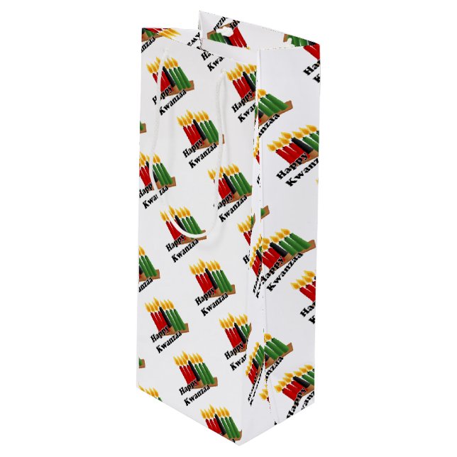 Sac Cadeau Pour Bouteille Joyeux Kwanzaa (Devant Angle)