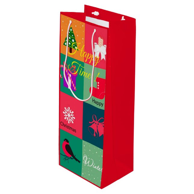 Sac Cadeau Pour Bouteille Joyeux Noël (Devant Angle)