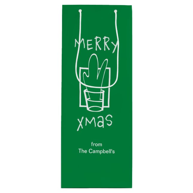 Sac Cadeau Pour Bouteille Joyeux Noël (Devant)