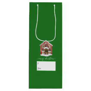 Sac Cadeau Pour Bouteille Joyeux Noël en pain d'épices Maison de vacances Ve