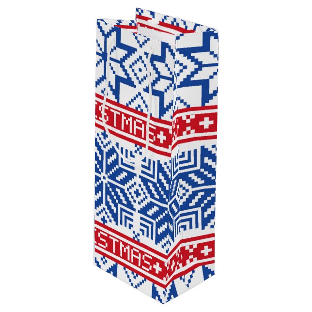 Sac Cadeau Pour Bouteille Joyeux Noël scandinave (Devant Angle)