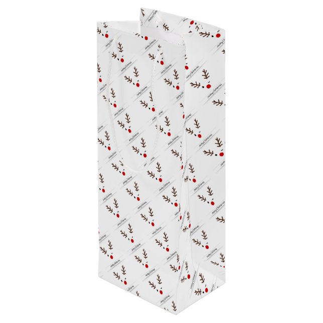 Sac Cadeau Pour Bouteille Joyeux Noël Winking Rudolph (Dos Angle)