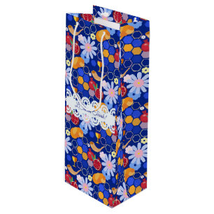 Sac Cadeau Pour Bouteille Joyeux Rosh Hashanah Juif Nouvel An Modèle Floral