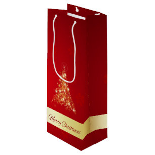 Sac Cadeau Pour Bouteille Joyeux sapin de Noël éclatant