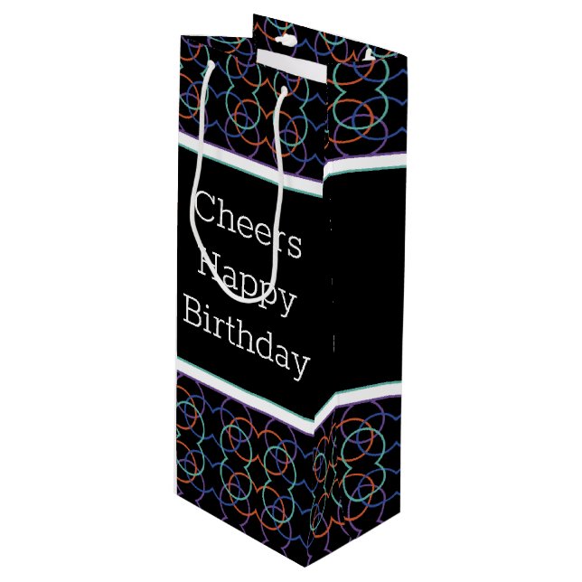 Sac Cadeau Pour Bouteille Joyeux thème d'anniversaire (Devant Angle)