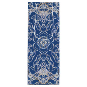 Sac Cadeau Pour Bouteille Kaleidoscope Bleu clair, Blanc, Étoile simple