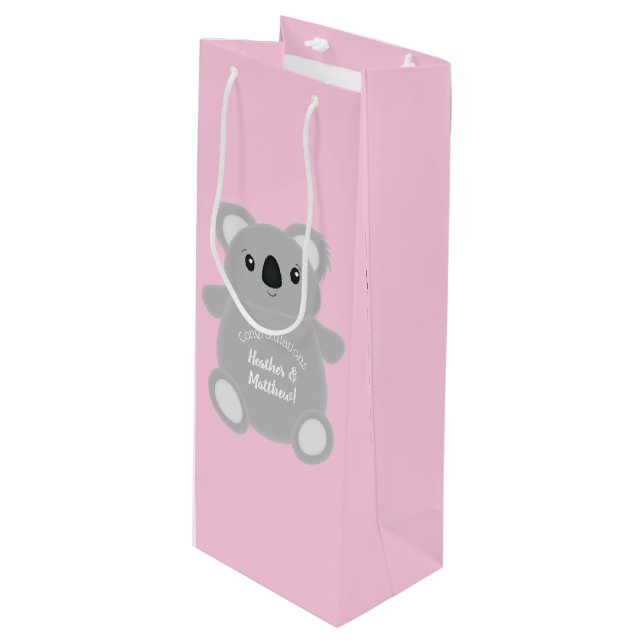 Sac Cadeau Pour Bouteille Koala Baby shower fille (Devant Angle)