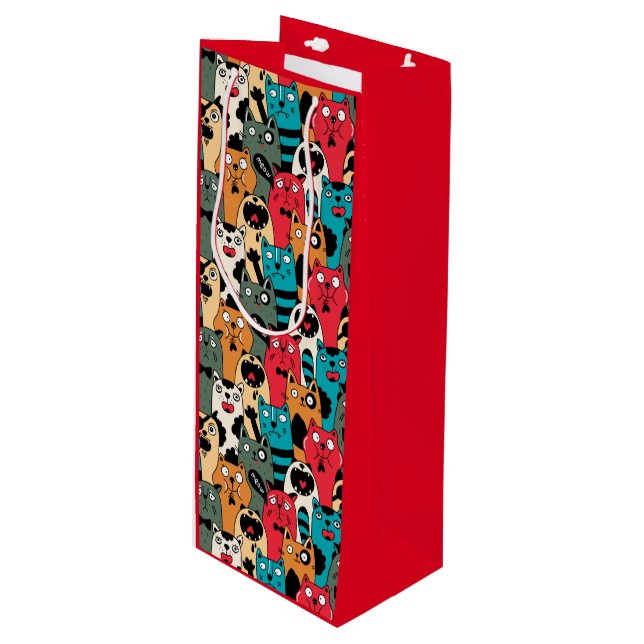 Sac Cadeau Pour Bouteille La foule de chats (Devant Angle)