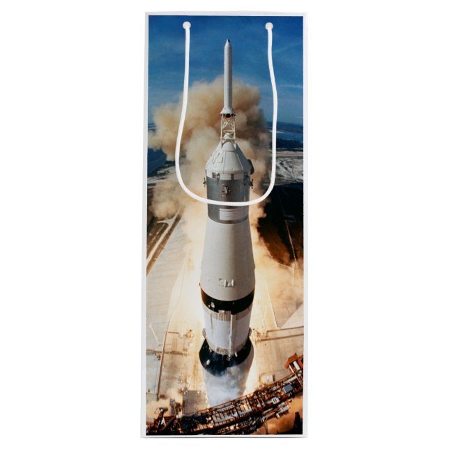 Sac Cadeau Pour Bouteille Lancement de la fusée Apollo Saturn V vers la Lune (Devant)