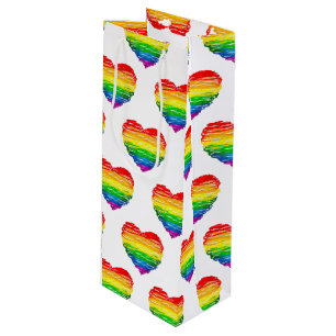 Sac Cadeau Pour Bouteille Le cœur arc-en-ciel de SlipperyJoe gribouillé tour