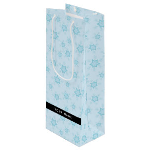 Sac Cadeau Pour Bouteille Les flocons de neige bleu glace, Votre nom, Person