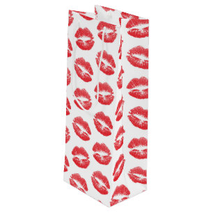Sac Cadeau Pour Bouteille Lèvres Rouges, Motif De Lèvres, Rouge À Lèvres, Ba