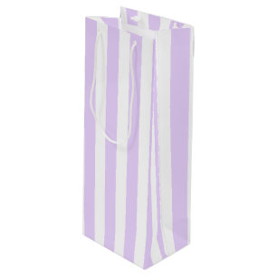 Sac Cadeau Pour Bouteille Lilac violet et blanc bonbons rayures