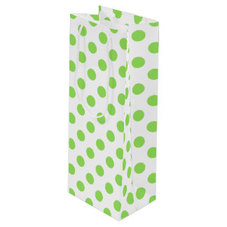 Sac Cadeau Pour Bouteille Lime et pois blancs