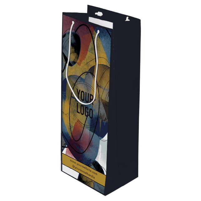 Sac Cadeau Pour Bouteille Logo d'entreprise Entreprise Marque Abstraite (Devant Angle)