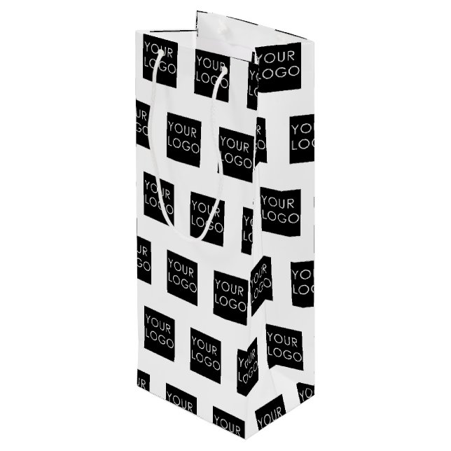 Sac Cadeau Pour Bouteille Logo d'entreprise professionnelle moderne Blanc (Dos Angle)