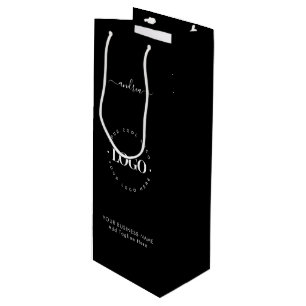 Sac Cadeau Pour Bouteille Logo Personnalisé Noir Blanc Professionnel