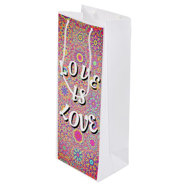 Sac Cadeau Pour Bouteille Love Is Love Fierté  (Devant Angle)