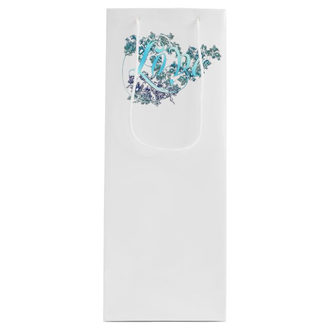 Sac Cadeau Pour Bouteille Love n Flowers (Devant)