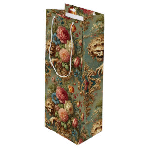 Sac Cadeau Pour Bouteille Luxe - Design floral gothique
