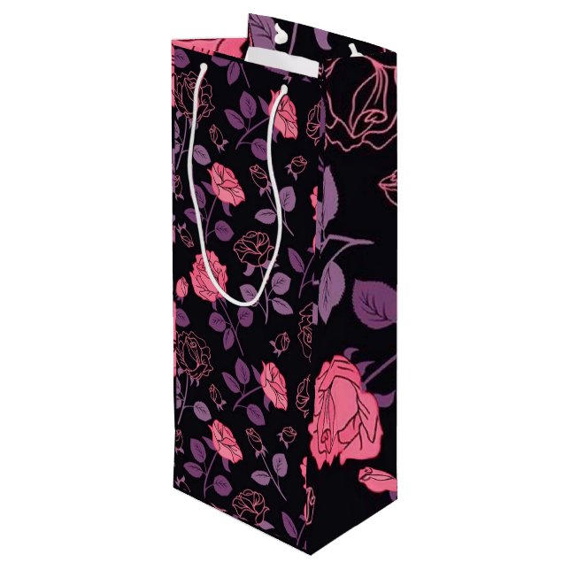 Sac Cadeau Pour Bouteille Luxe floral (Dos Angle)