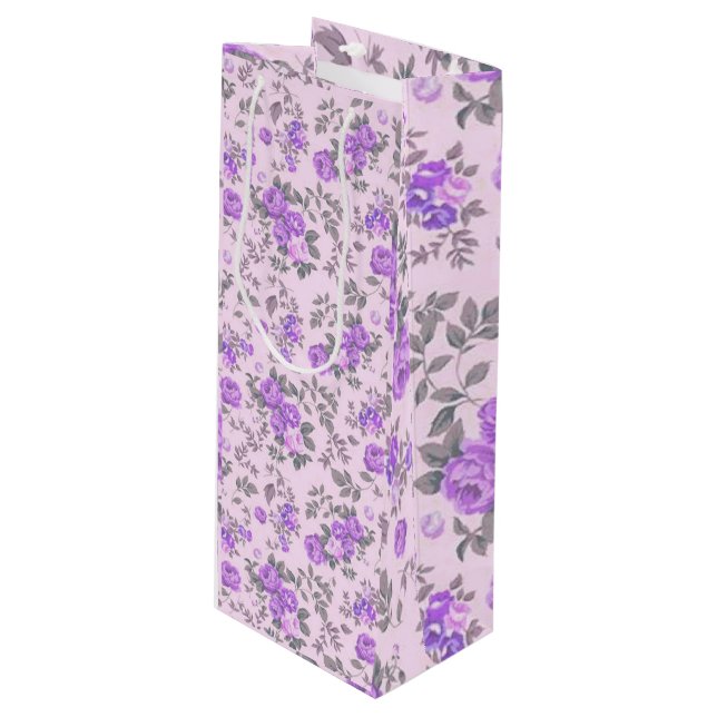Sac Cadeau Pour Bouteille Luxe floral (Devant Angle)