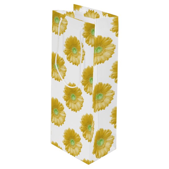 Sac Cadeau Pour Bouteille Marguerite jaune (Devant Angle)