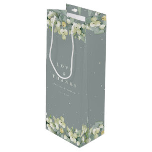 Sac Cadeau Pour Bouteille Mariage d'hiver au vert Seafoam + Eucalyptus