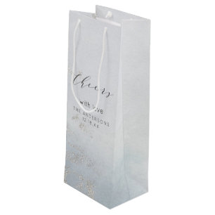 Sac Cadeau Pour Bouteille Mariage Ombre Dusty Blue Frosted