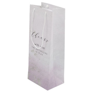 Sac Cadeau Pour Bouteille Mariage Ombre Lavender Purple Silver Foil